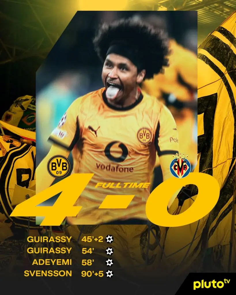 score final du match de Dortmund  Vs Villareal fc lors de la 5è journée de la Champions League