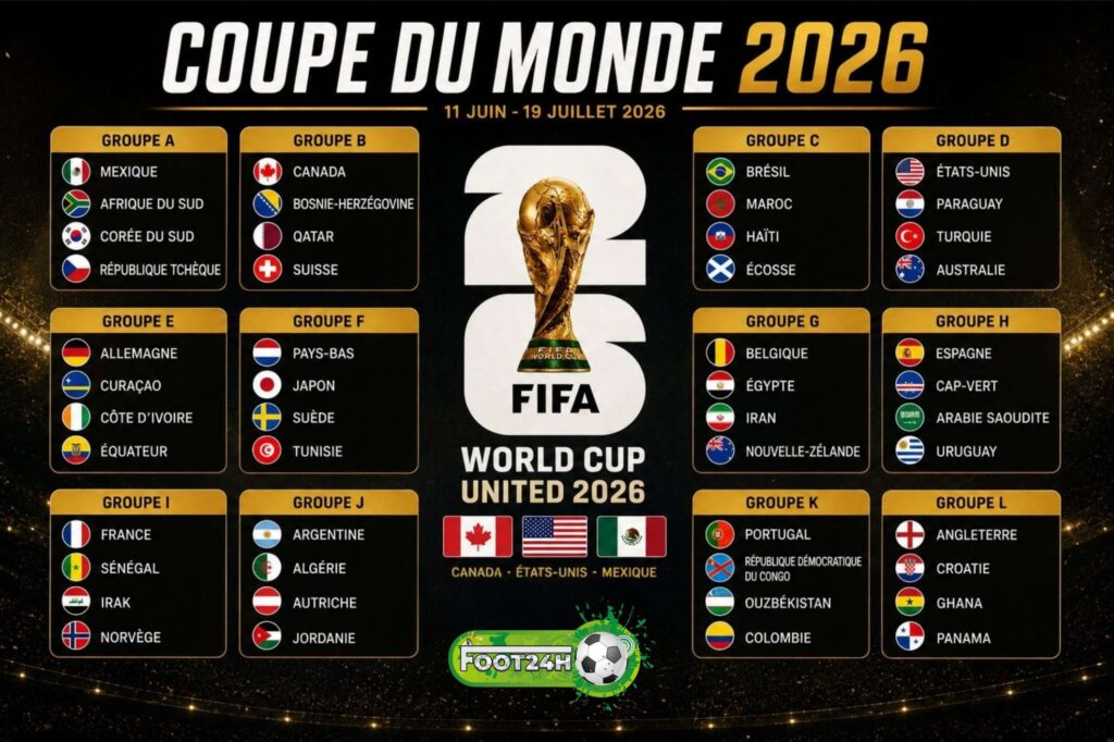 coupe du monde 2026 calendrier complet des groupes 